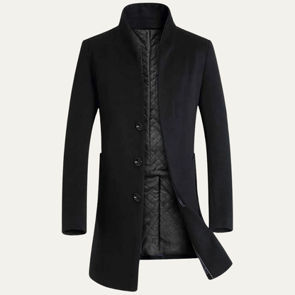 Classic Men's Wool Trench Coat with Collar