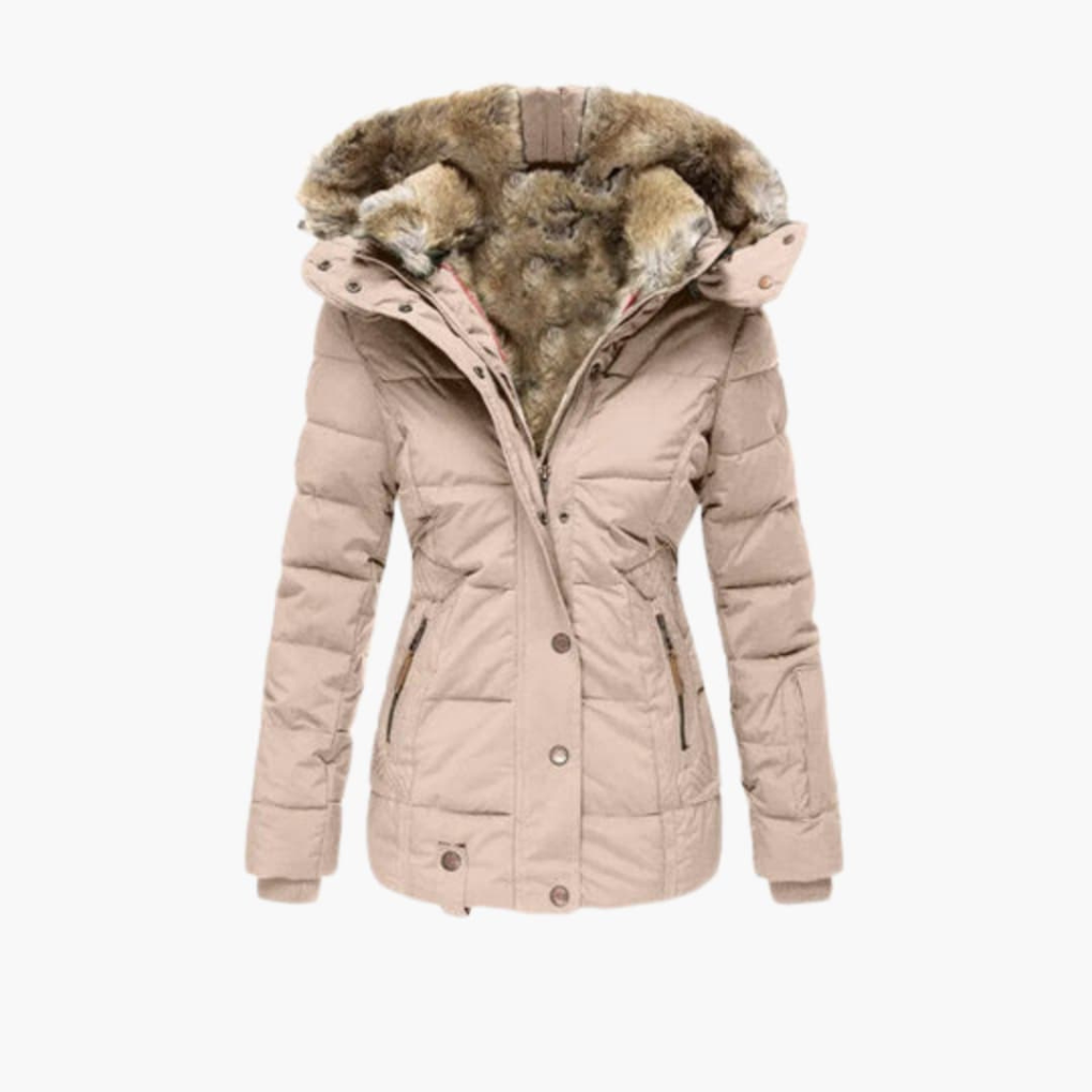 Ladies' Coat with Textured Finish and Zip Closures - Olytrend