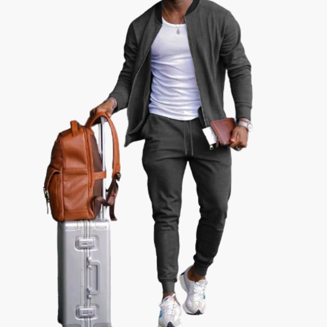 Men's 2-Piece Tracksuit with Zipper Jacket and Pants