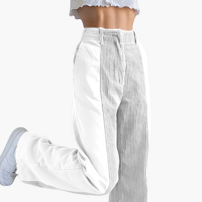 High Waisted Wide Leg Women's Corduroy Trousers