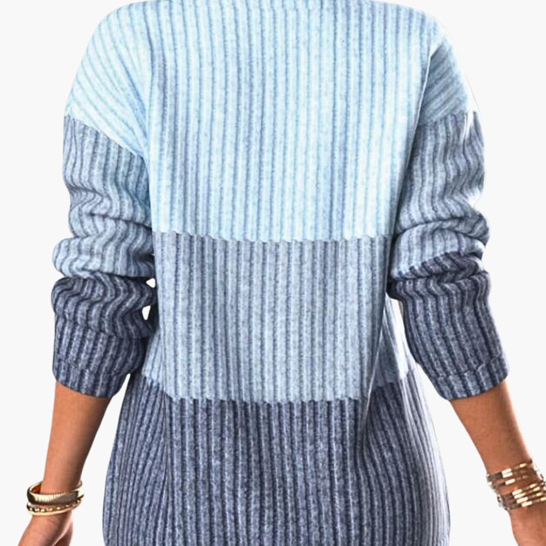 Women's Zipper Neck Sweater with Textured Pattern