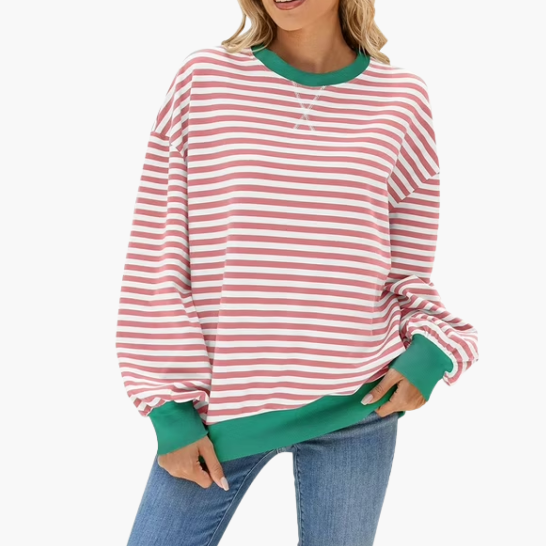 Relaxed Fit Women's Stripe Sweatshirt – Soft Long Sleeve Top