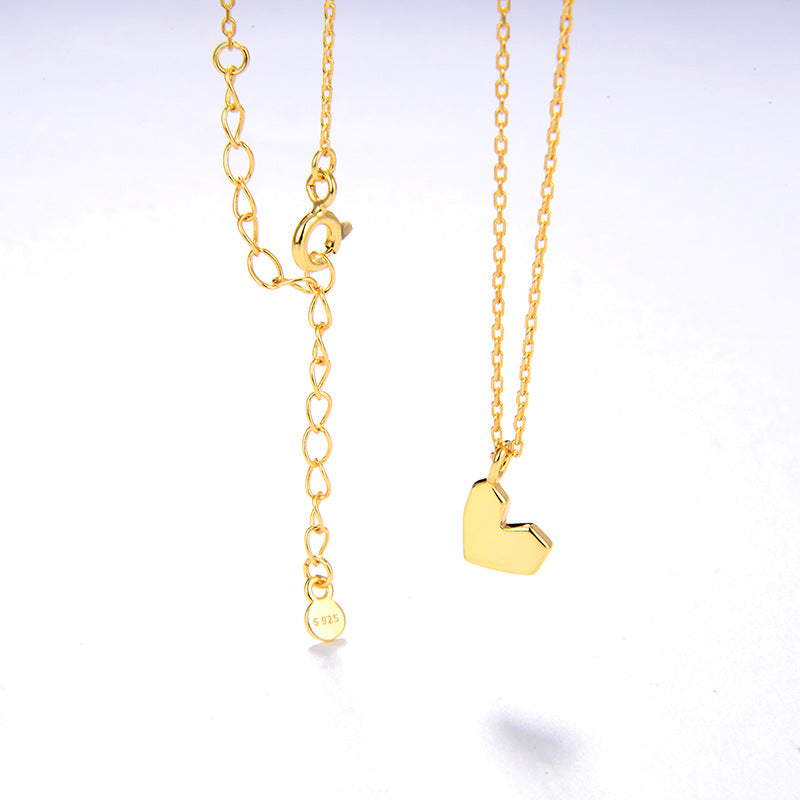 Lovely Silver Gold Heart Pendant Necklace