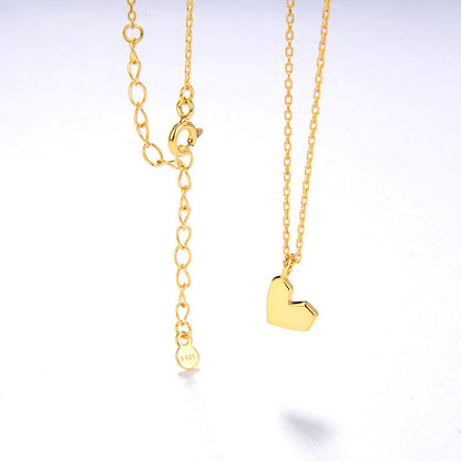 Lovely Silver Gold Heart Pendant Necklace