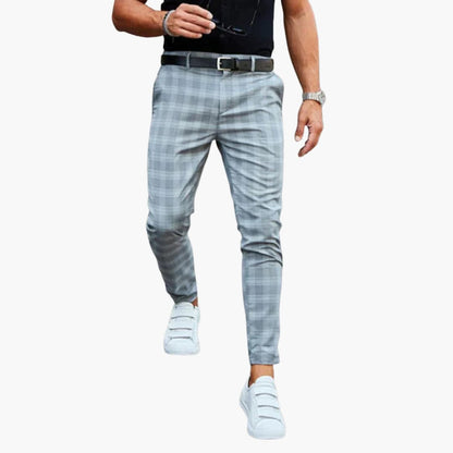 Narrow Fit Checked Pants for Men