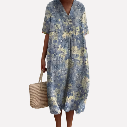 Ladies' Pretty Sundress - V-Neck & Cap Sleeves