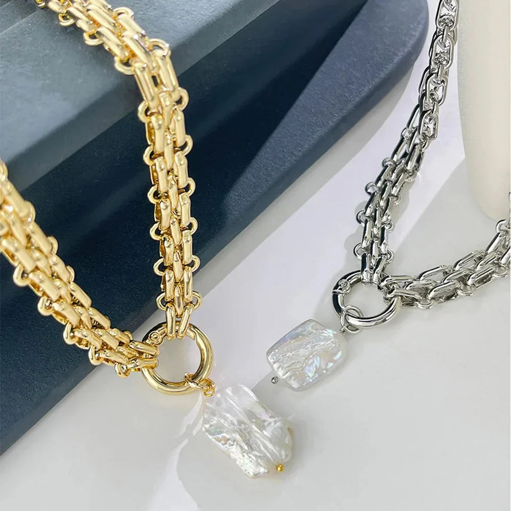 Elegant Pearl Necklace with 14K Gold and Sterling Silver Chain