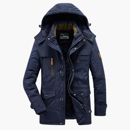 Waterproof Men's Parka Coat with Fleece and Adjustable Hood