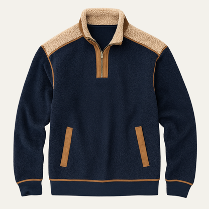 Classic Men's Multicolor Zip Fleece Pullover Sweater - Nocini