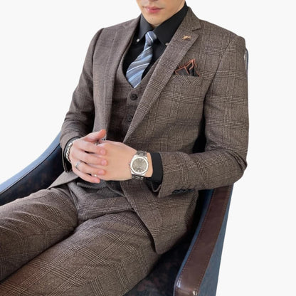 Classic Plaid Three-Piece Mens Suit