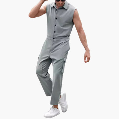 Men's Summer Cargo Jumpsuit with Pockets