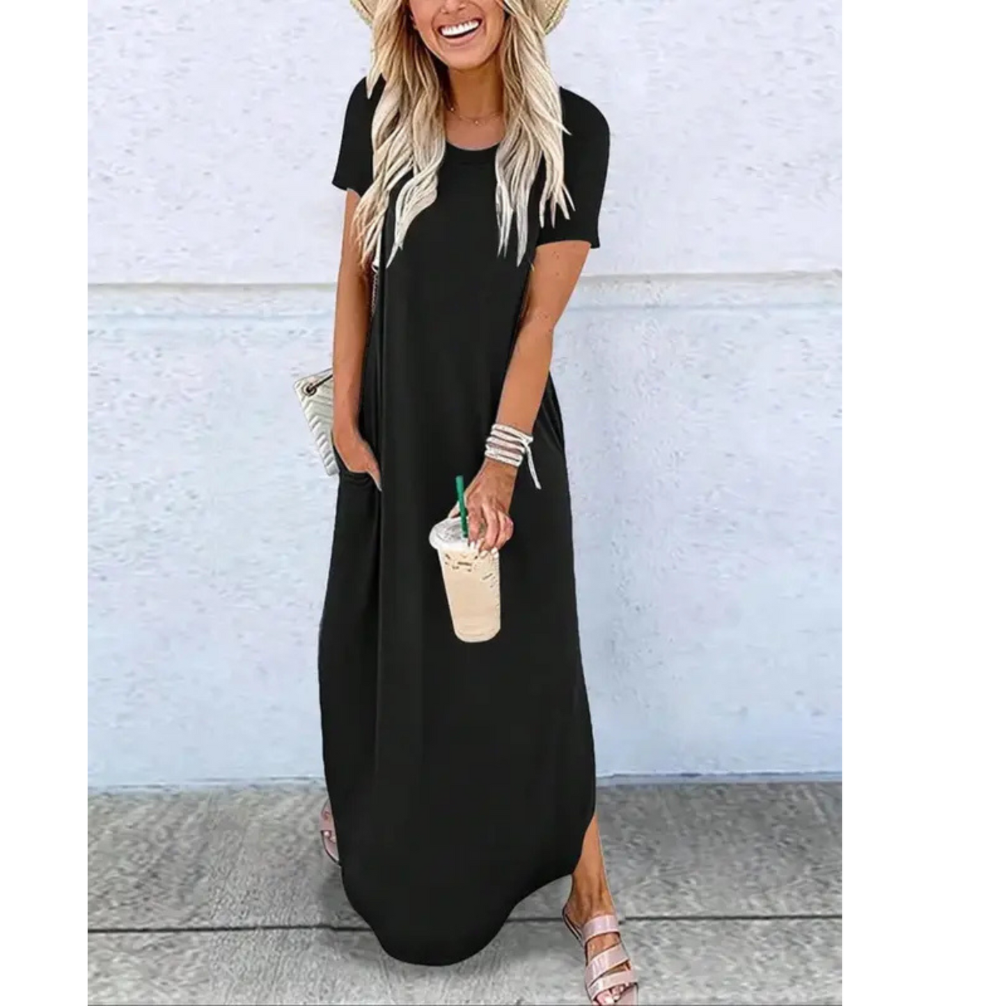 Relaxed Fit Women's Sundress with Round Neckline