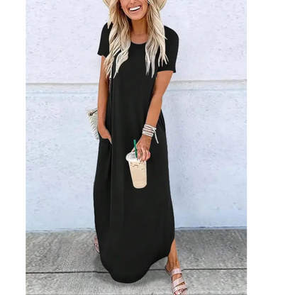 Relaxed Fit Women's Sundress with Round Neckline