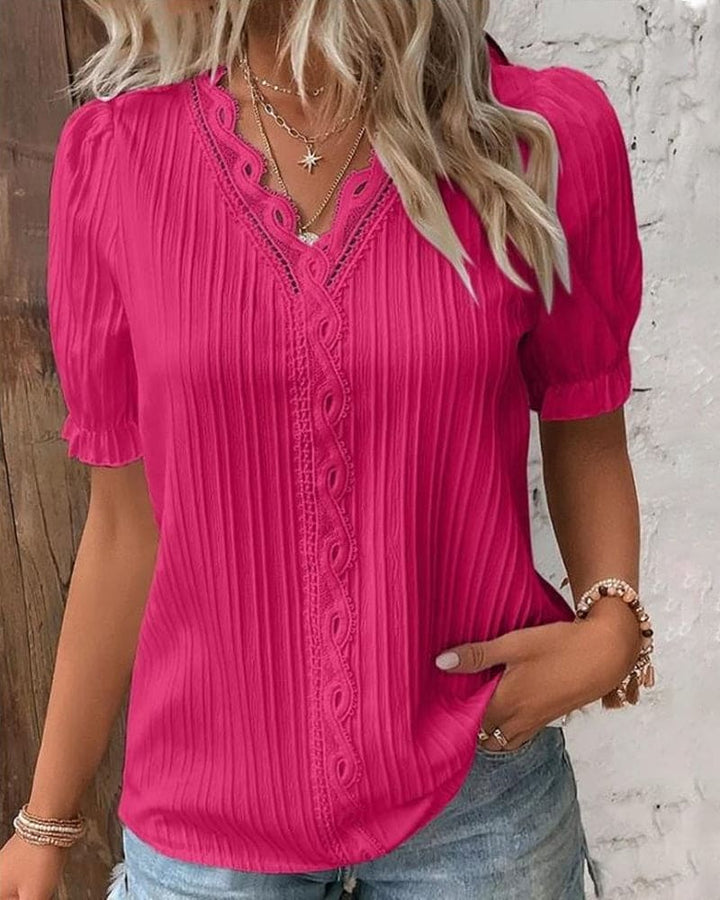 Chic V Neck Lace Women's Top
