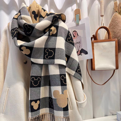 Cozy Soft Checked Fringed Winter Scarf