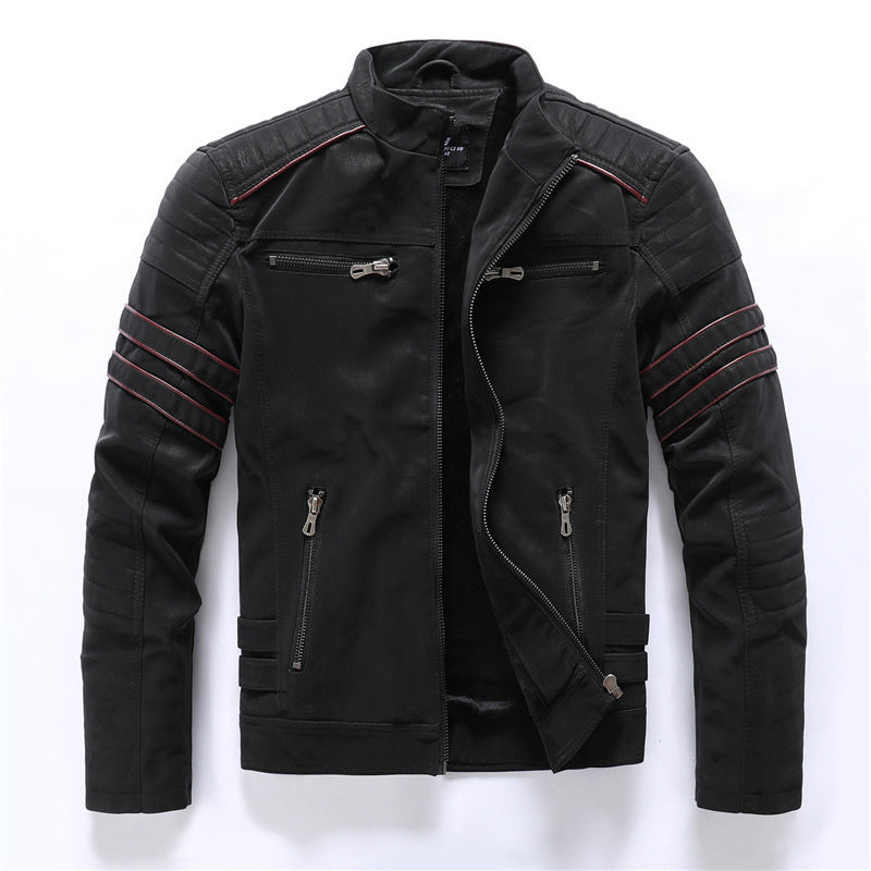 Men's Classic Fitted Leather Motorcycle Jacket - Nocini