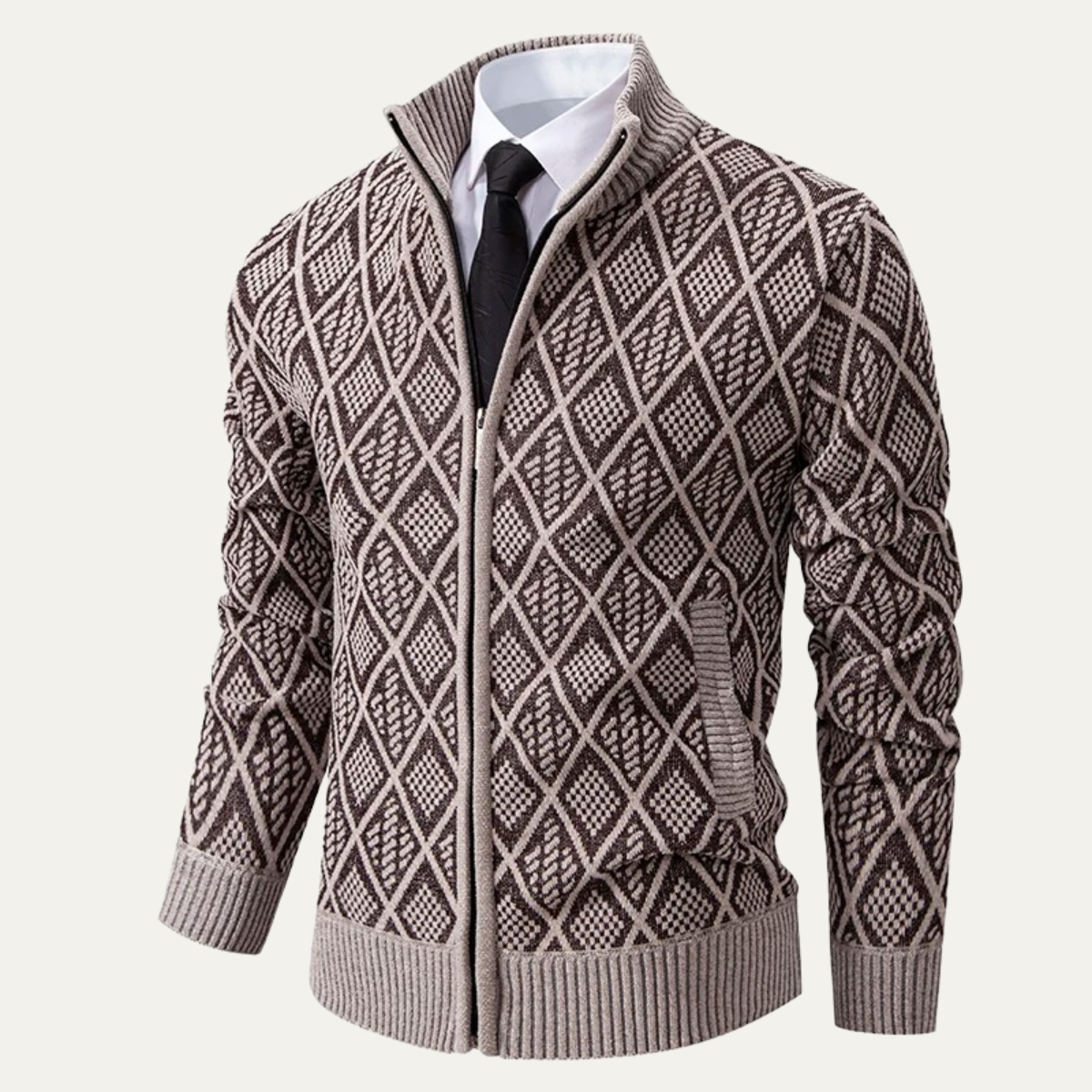 Stylish Men's Diamond Quilted Knit Blazer Jacket