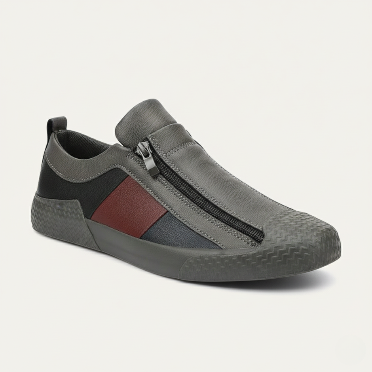 Premium Men's Leather Zip Sneakers