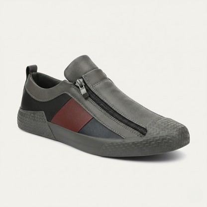 Premium Men's Leather Zip Sneakers