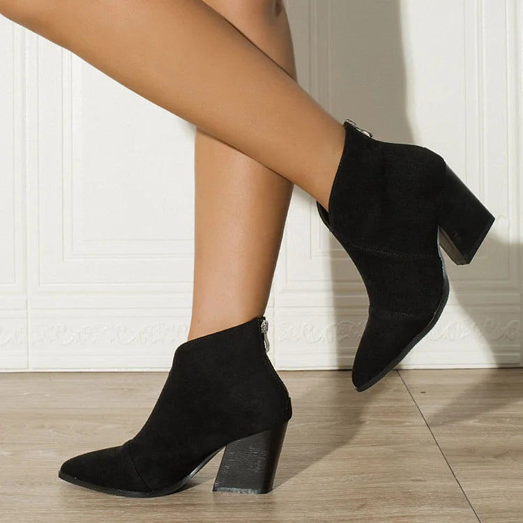 Classic Pointy Low Heel Boots