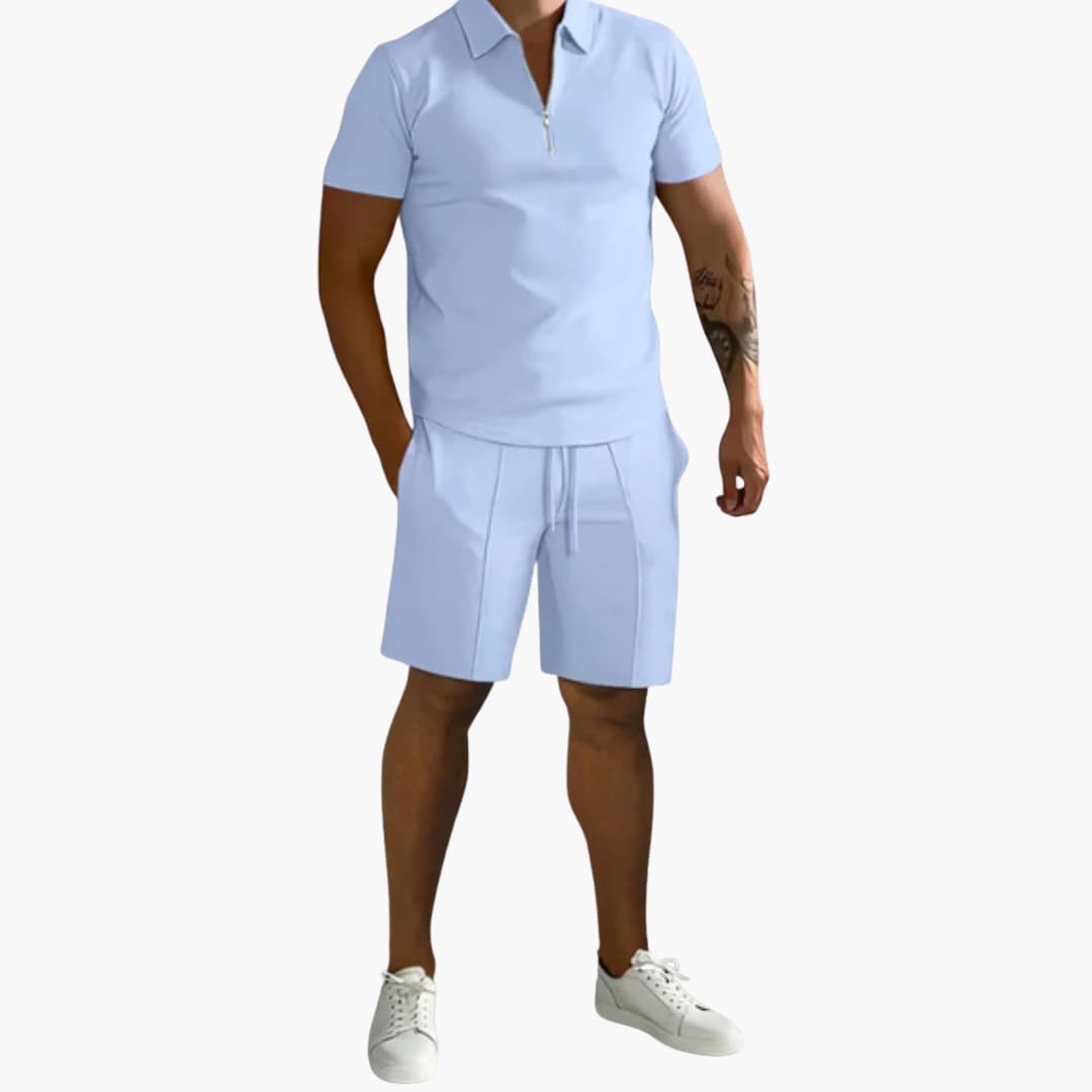 Men's Athletic Zip Up Shirt and Short Set