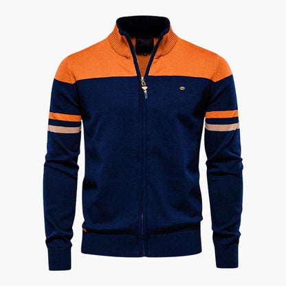 Men's Crew Neck Zip Sweater with Cuffed Bottom