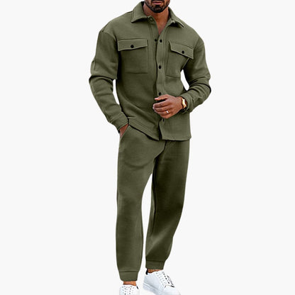 Casual Men's 2-Piece Long Sleeve Shirt Pant Set