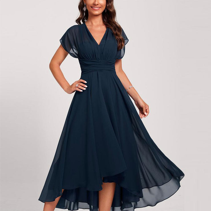 Chic V Neck Short Sleeve Party Dress - Nocini