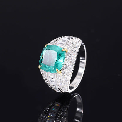Green Stone Sterling Silver CZ Ring