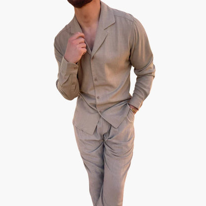 Men's Casual 2 Piece Short Set with Top and Pants