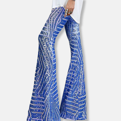 Luxurious High Waisted Sequin Wide Leg Pants