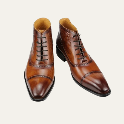 Classic Men's Leather Dress Boots Lace Up Ankle Boots