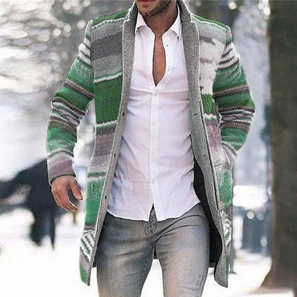 Classic Fit Men's Striped Overcoat - Nocini
