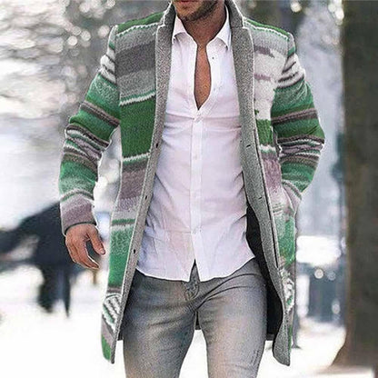 Classic Fit Men's Striped Overcoat - Nocini