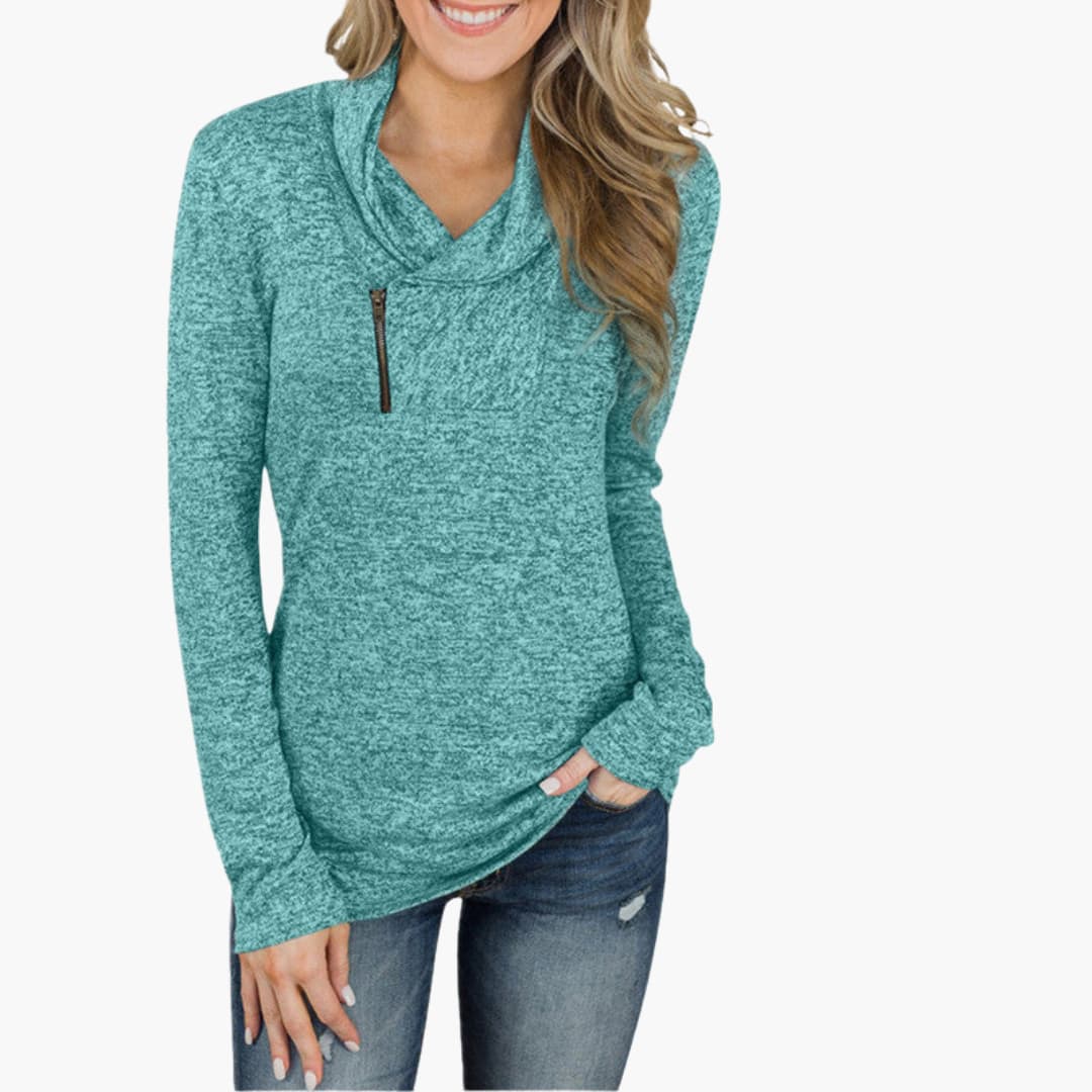 Chic Zip Up Women's Collar Sweater