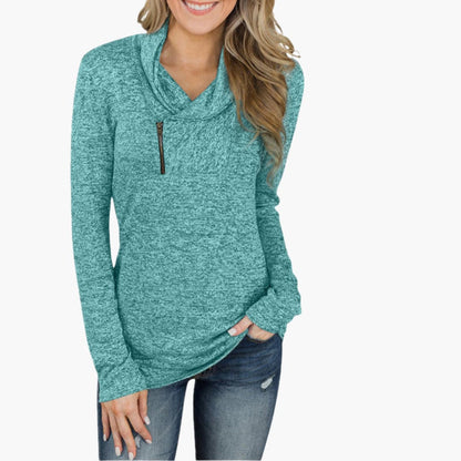 Chic Zip Up Women's Collar Sweater