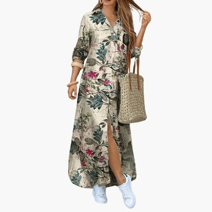 Elegant Women's Maxi Dress with Button Front