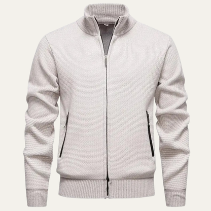 Relaxed Fit Men's Knit Zip Up Cardigan Sweater