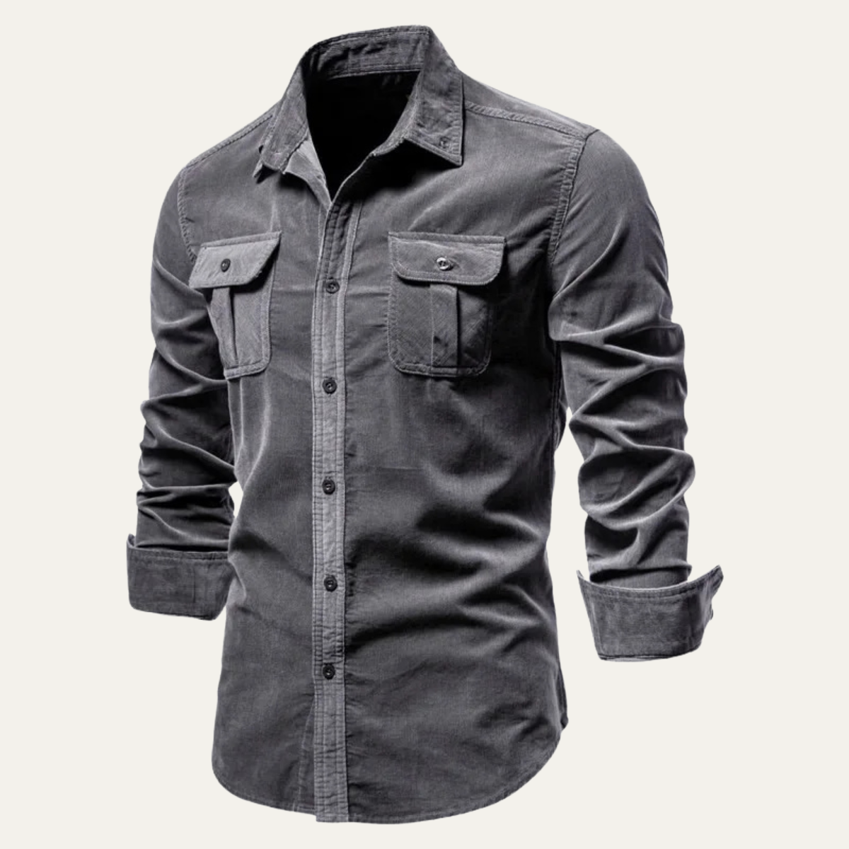 Relaxed Fit Corduroy Button Down Shirt for Men
