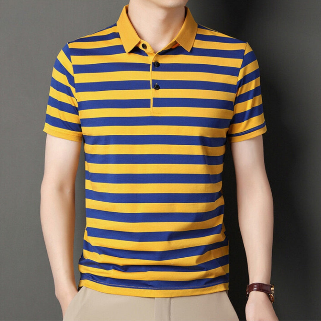 Men's Slim Fit Short Sleeve Striped Polo Shirt - Nocini