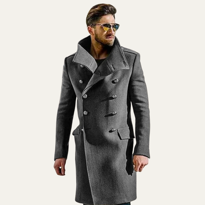 Classic Double Breasted Mens Wool Trench Coat
