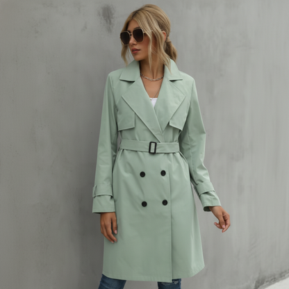 Classic Belted Mid-Length Women's Trench Coat