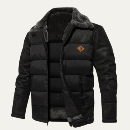 Warm Quilted Faux Leather Men's Winter Jacket