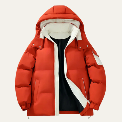 Warm Men's Puffer Snow Jacket with High Collar