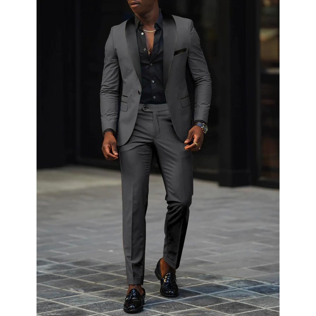 Men's Tailored Fit Peak Lapel Suit Jacket Set