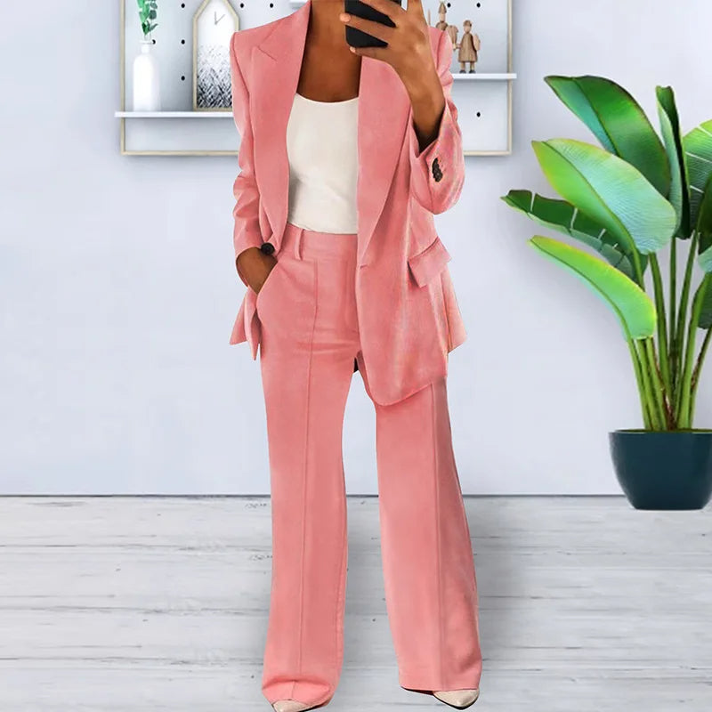 Ladies Classic Wide Leg Suit Pants