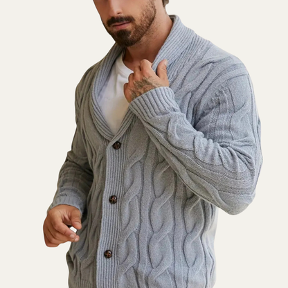 Warm Men's Cable Knit Patterned Cardigan Sweater