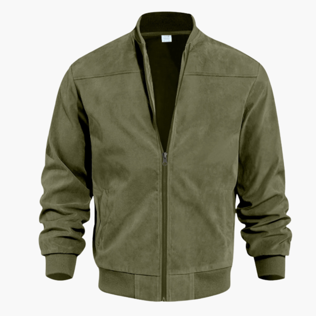 Classic Zip Up Mens Leather Jacket with Pockets