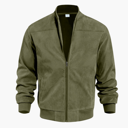 Classic Zip Up Mens Leather Jacket with Pockets
