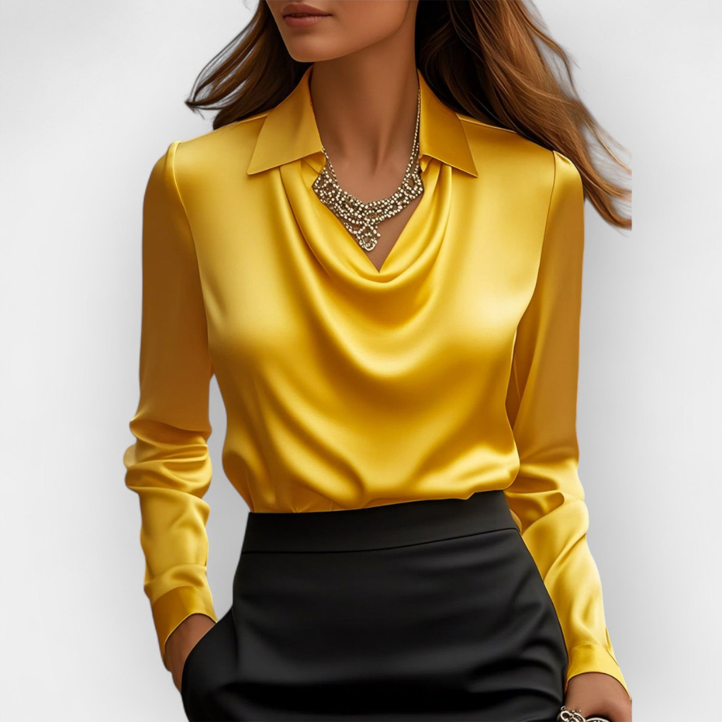 Luxurious Silk Blouse with Ruffle Neckline